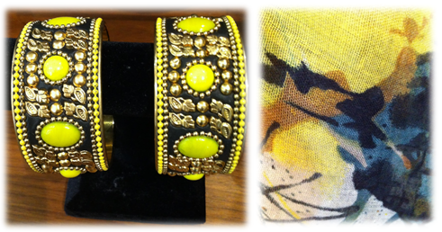 Our glass bead cuff €12 and Splash Scarf €19.95.