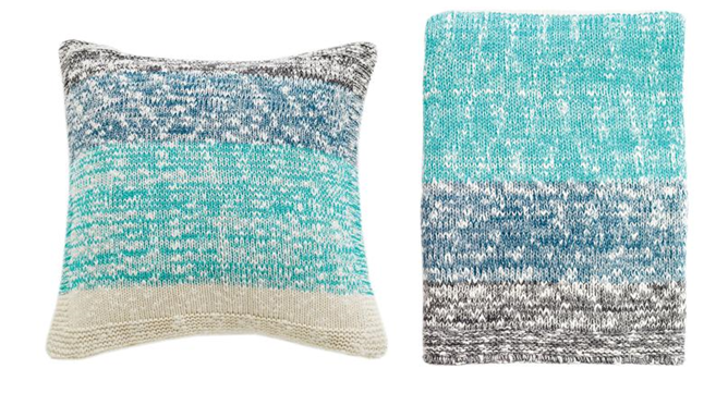 Elliot Cushion Aqua 50X50 €44.95, Elliot Aqua Throw €79.95.