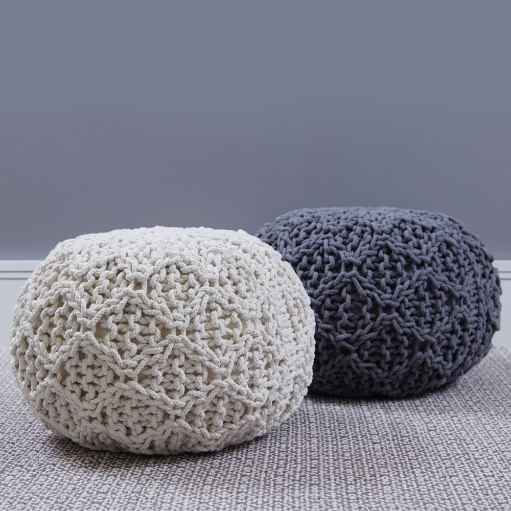 Hand Knit Round Pouf,€59.95 each