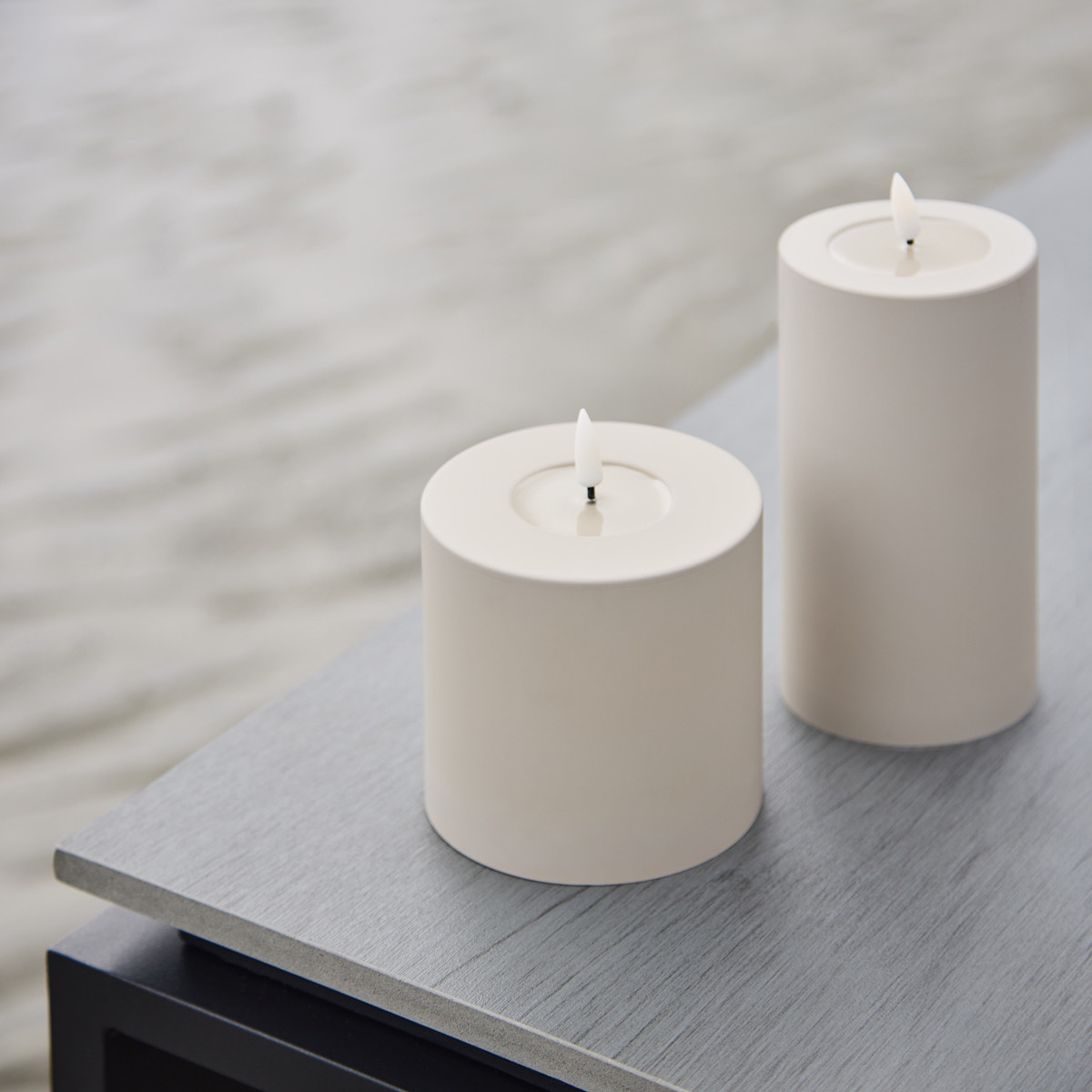 beige outdoor LED candles