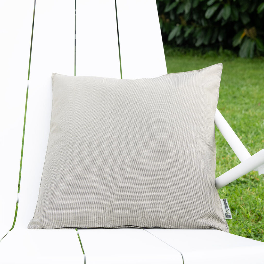 taupe outdoor cushion made from polyester