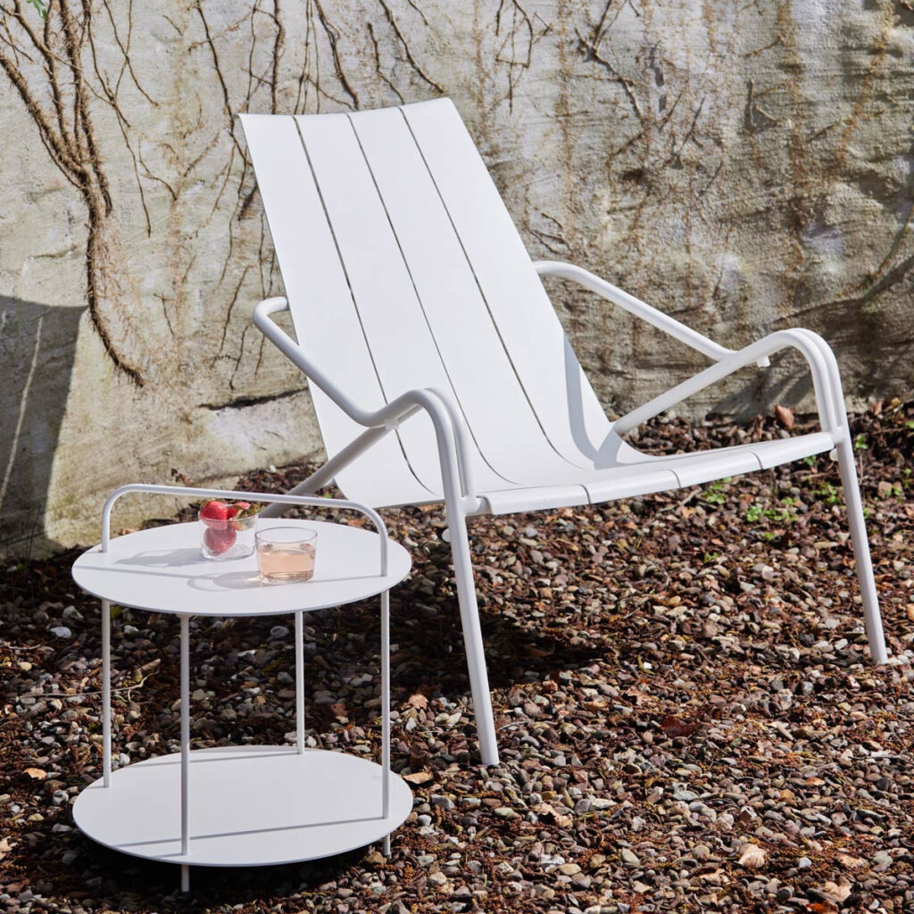 plain low chair made from powder coated aluminum