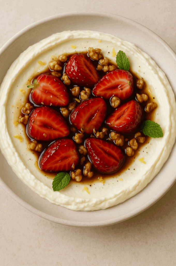 Feta with balsamic strawberries recipe