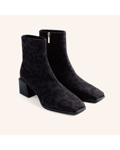 Leopard Block Heel Ankle Boots
