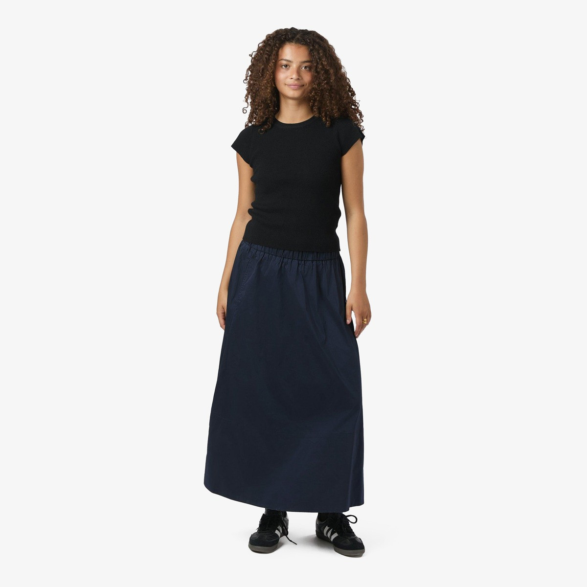 Navy Poplin Skirt | Meadows & Byrne