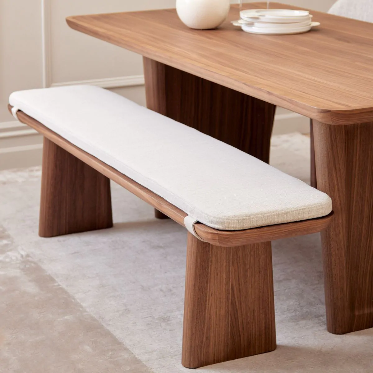 Dining Table Oak Bench With Cushion Savoy Walnut Dining Bench