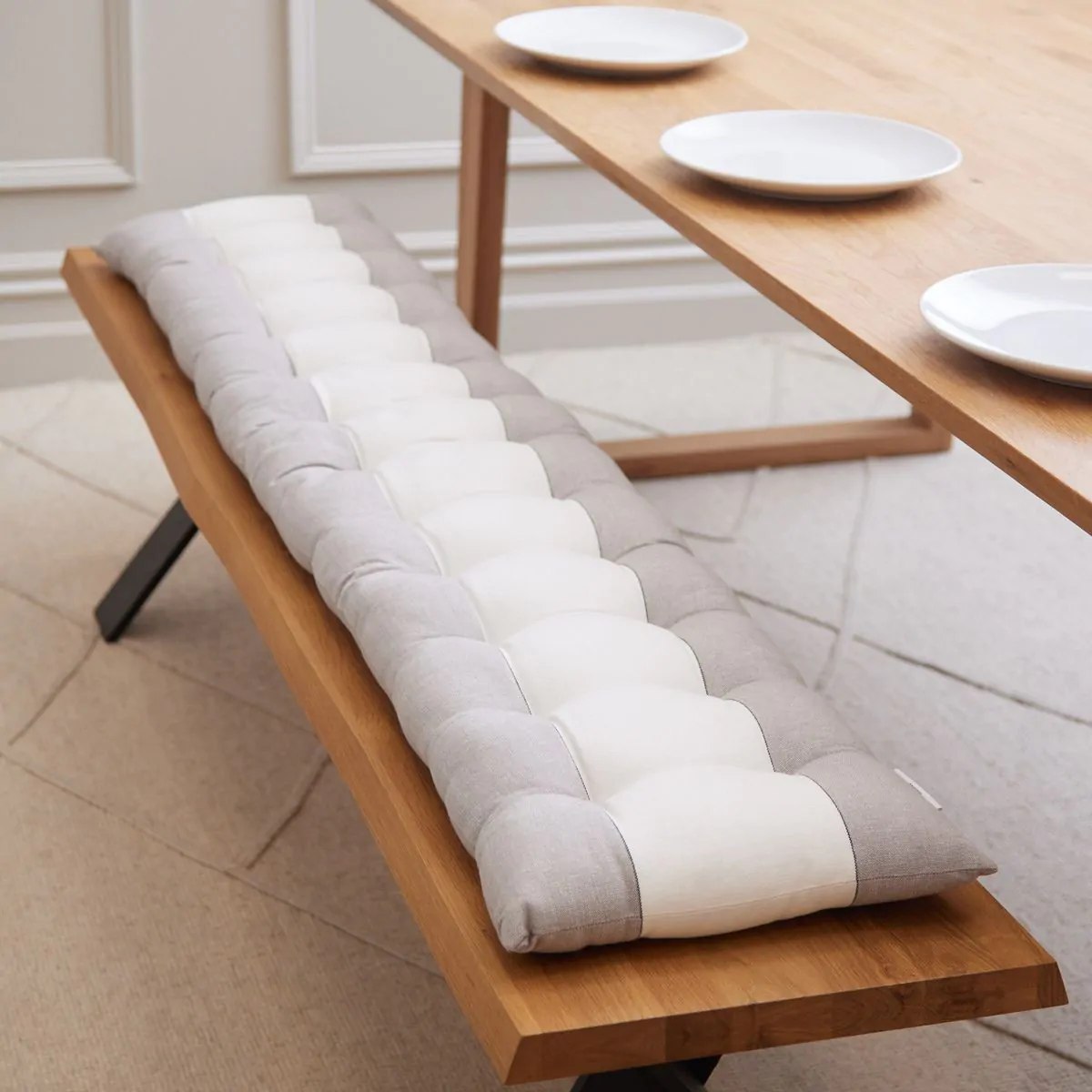 Grey White Stripe Bench Pad Large Meadows Byrne