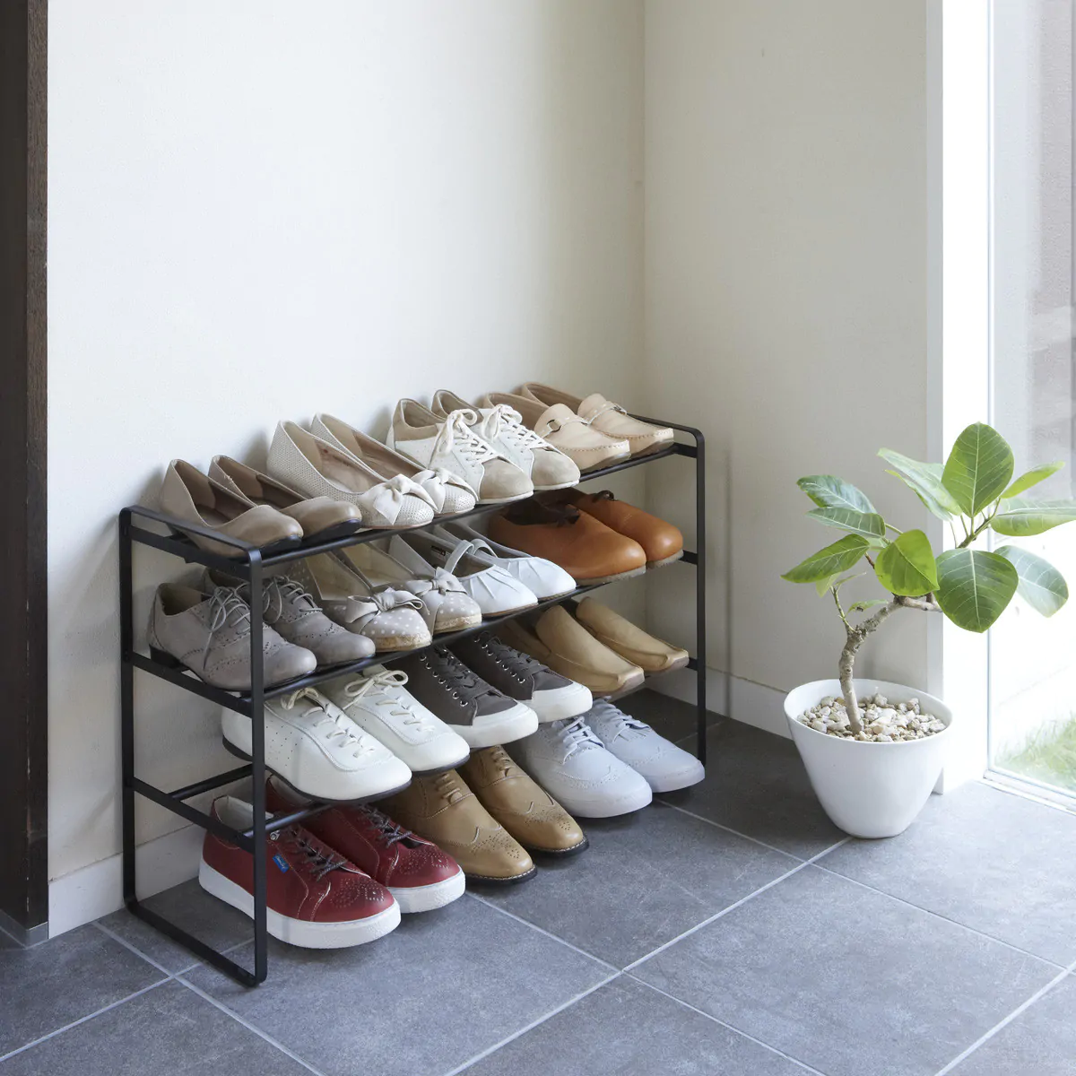 3-Tiered Extendable Shoe Rack Black Meadows Byrne