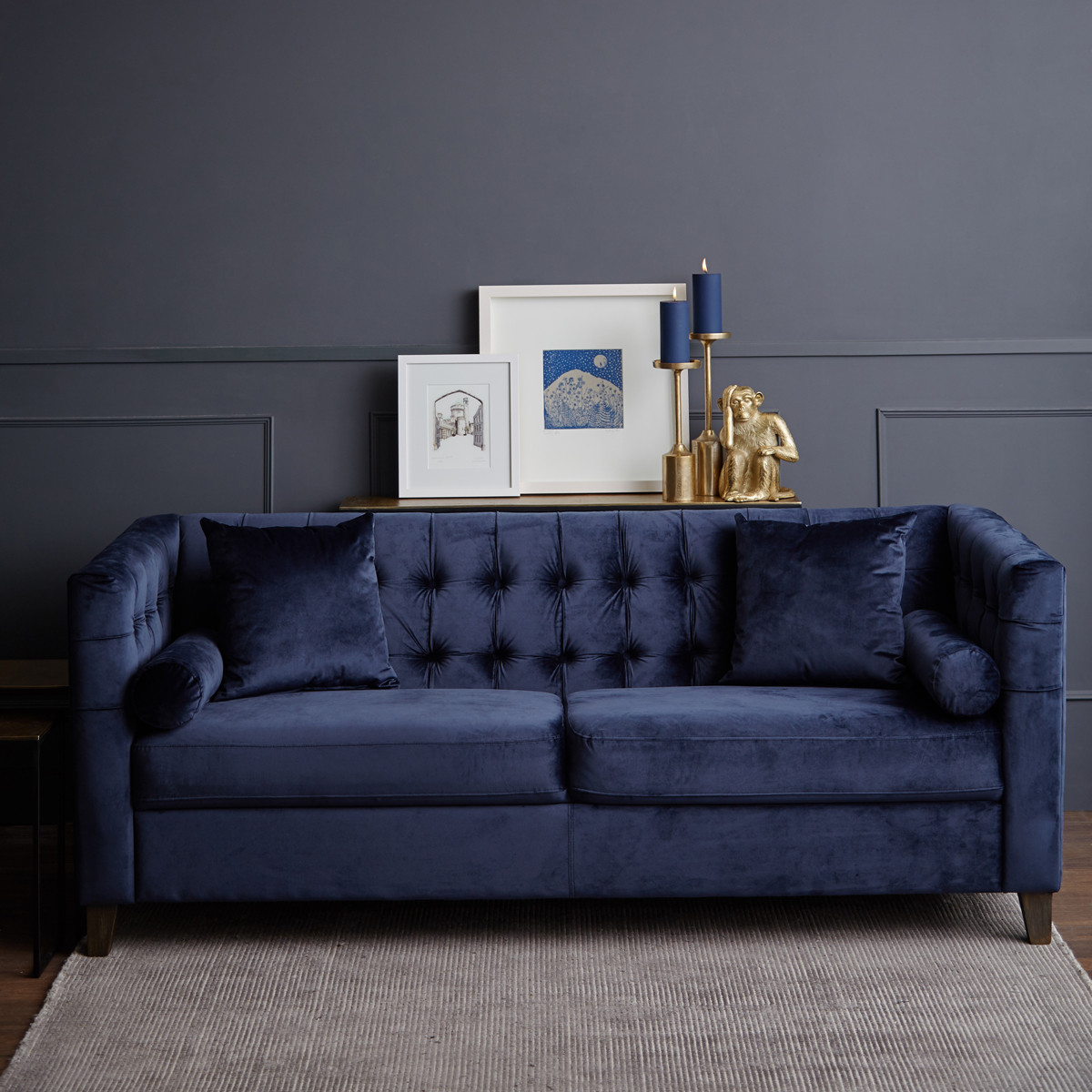 Allora Midnight Velvet Sofa Meadows & Byrne