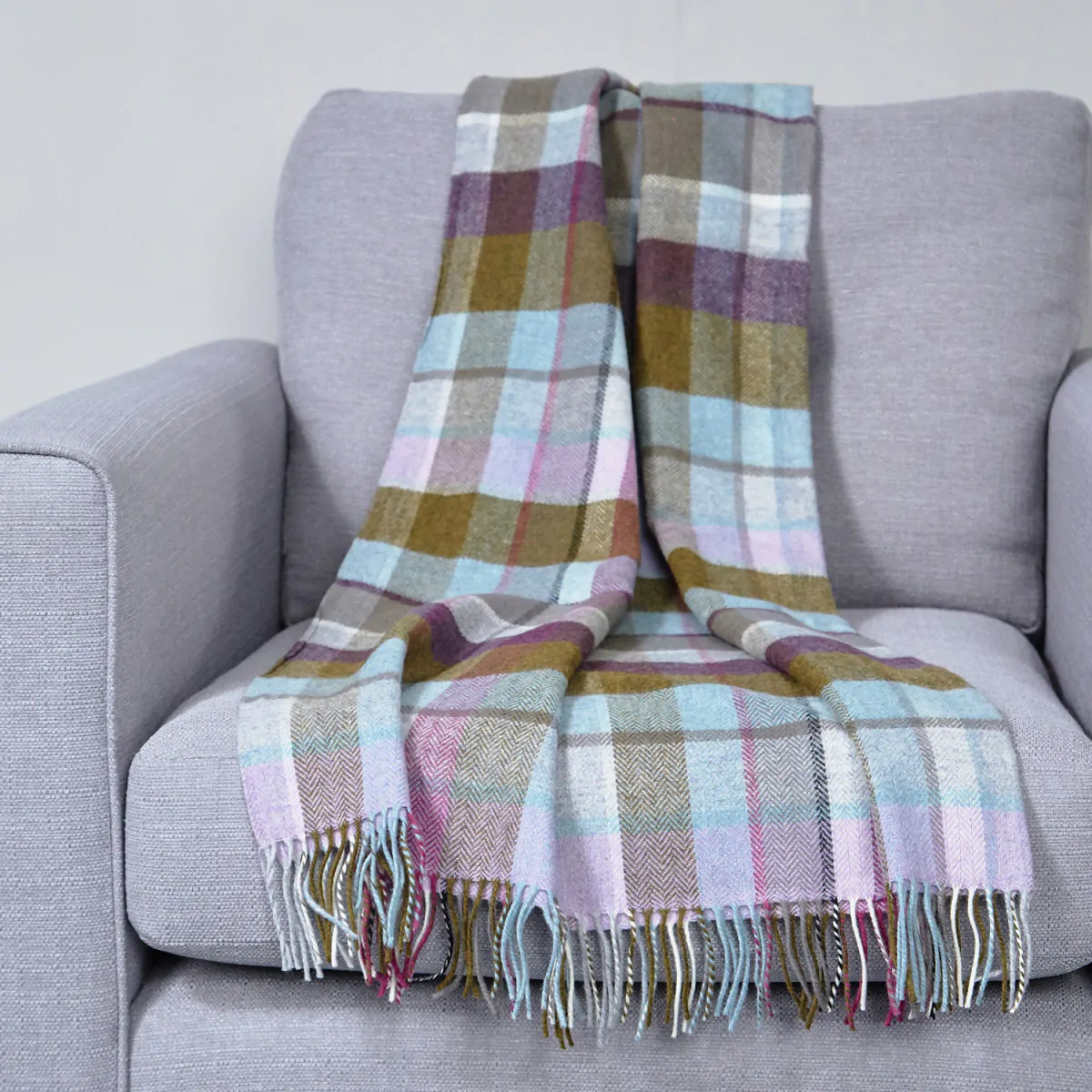 Avoca Lambswool Moss Grape Throw Meadows Byrne