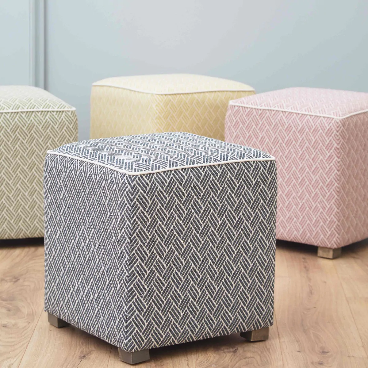 Layton Square Ottoman Blue India Meadows Byrne