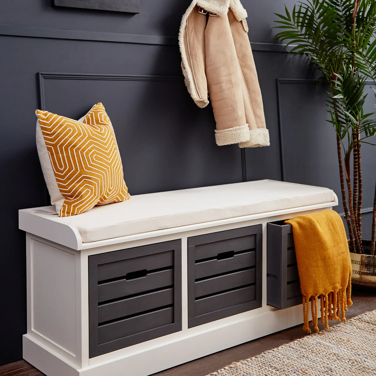 Drawer Storage Bench Cream Cathy Grey Meadows Byrne