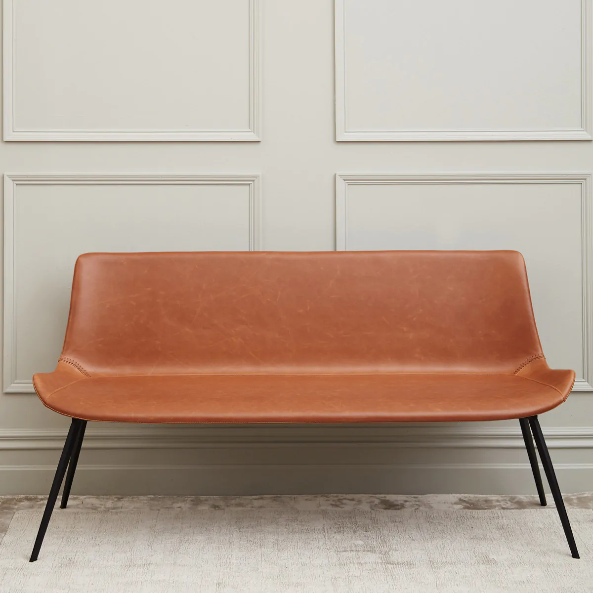 Hype Tan Vinyl Leather Dining Bench Meadows Byrne