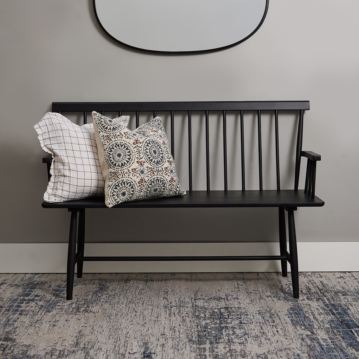 Small Black Bench With Back atelieryuwa.ciao.jp