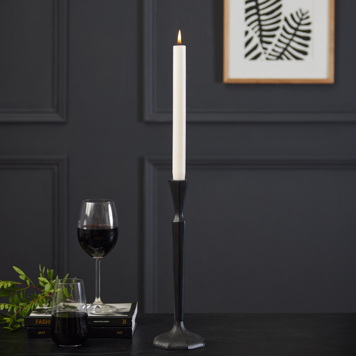 Hilma Candle Holder 33cm Black Meadows & Byrne