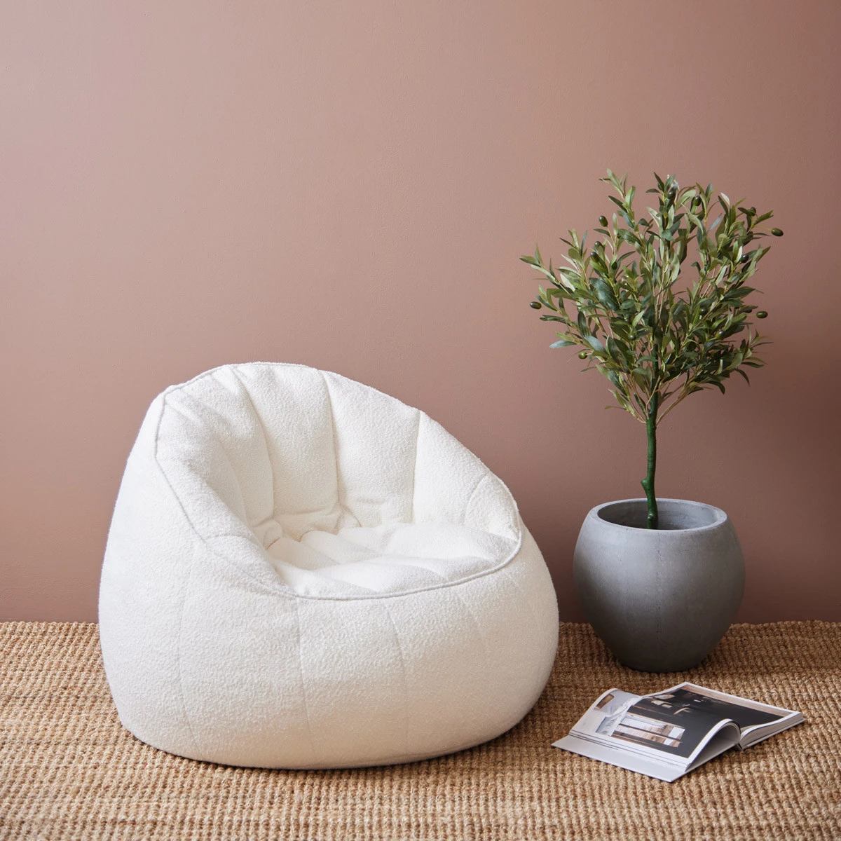 Elephant Cream Boucle Beanbag Chair Meadows Byrne
