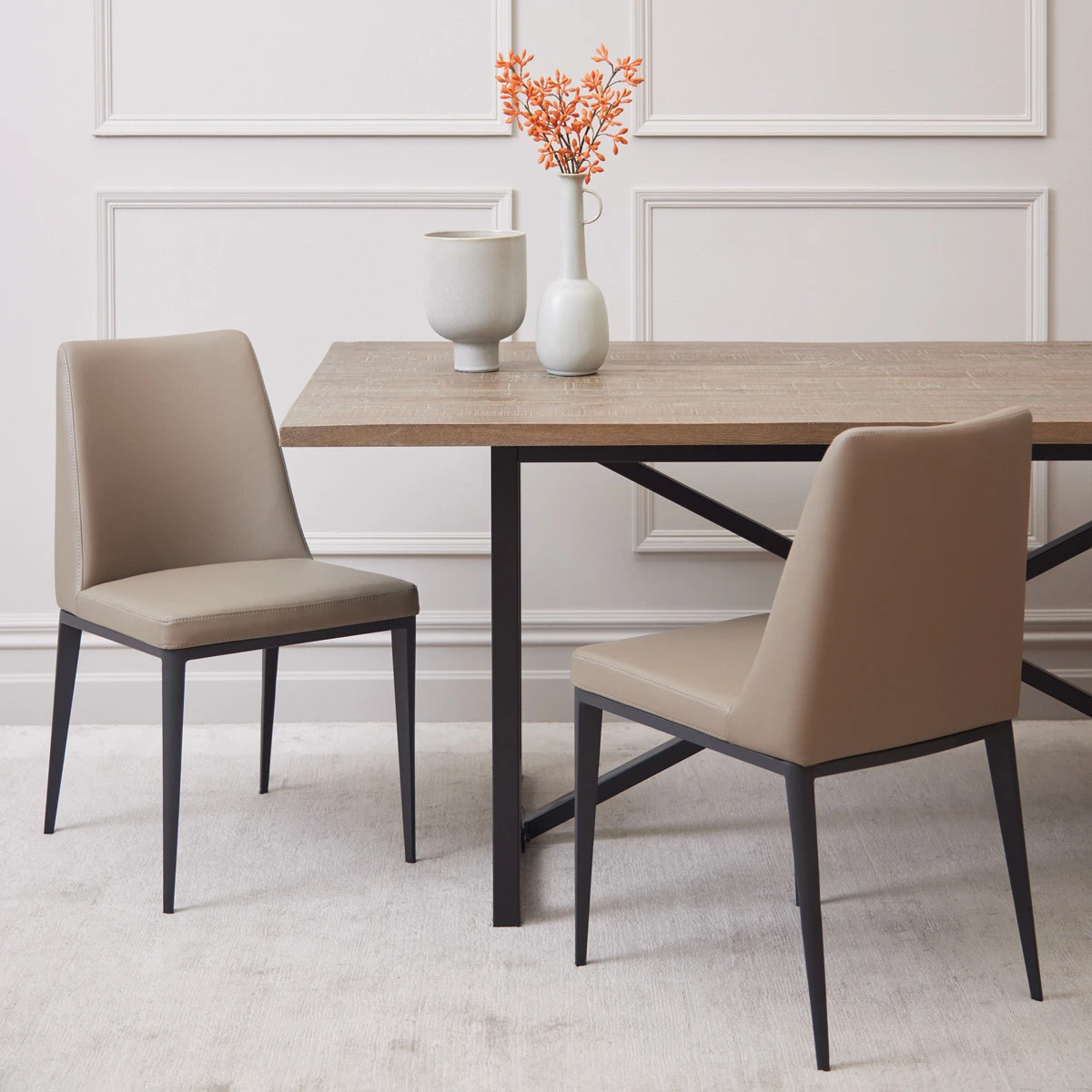 Medici Faux Leather Dining Chair Taupe Set Of Meadows Byrne