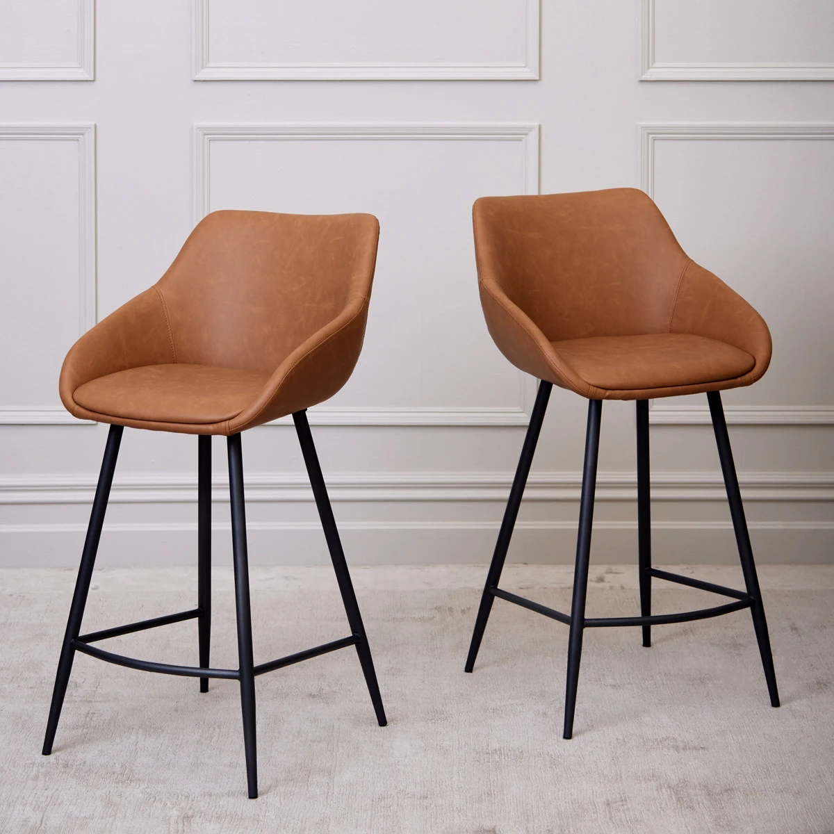 Stanley Tan Faux Leather Counter Stool Set of Meadows Byrne