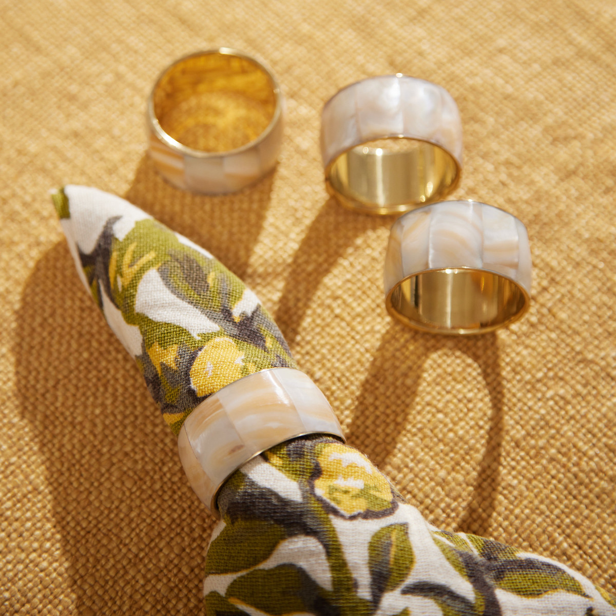 Pearl Napkin Rings Set Of 12 – Gold & Rose Flower Design, Alloy Metal Napkin Holders For Wedding, Holiday & Party Table Decor - View #4