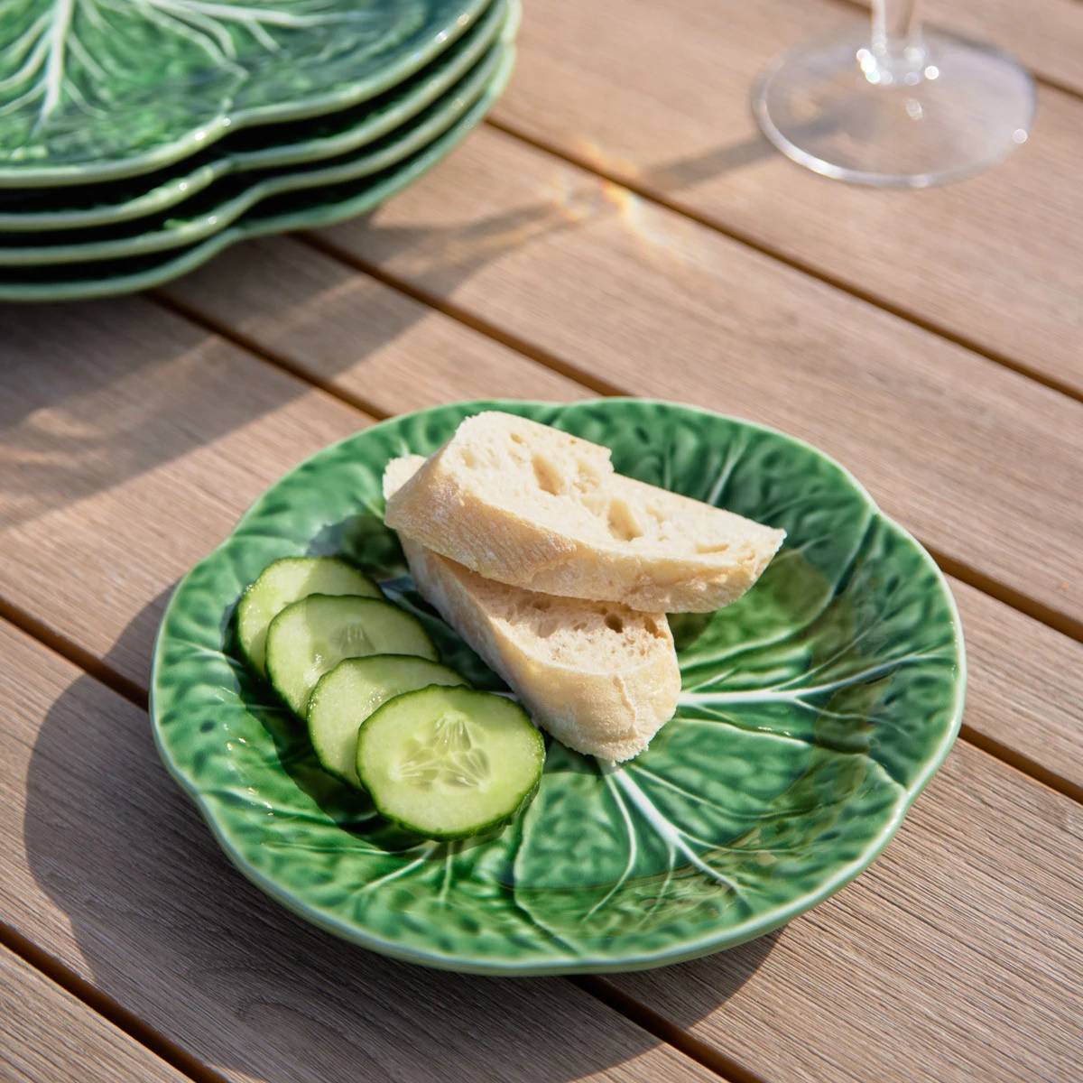 Bordallo Pinheiro Cabbage Plate Set – 7.48" Beige Ceramic Plates, Set Of 4, Microwave Safe