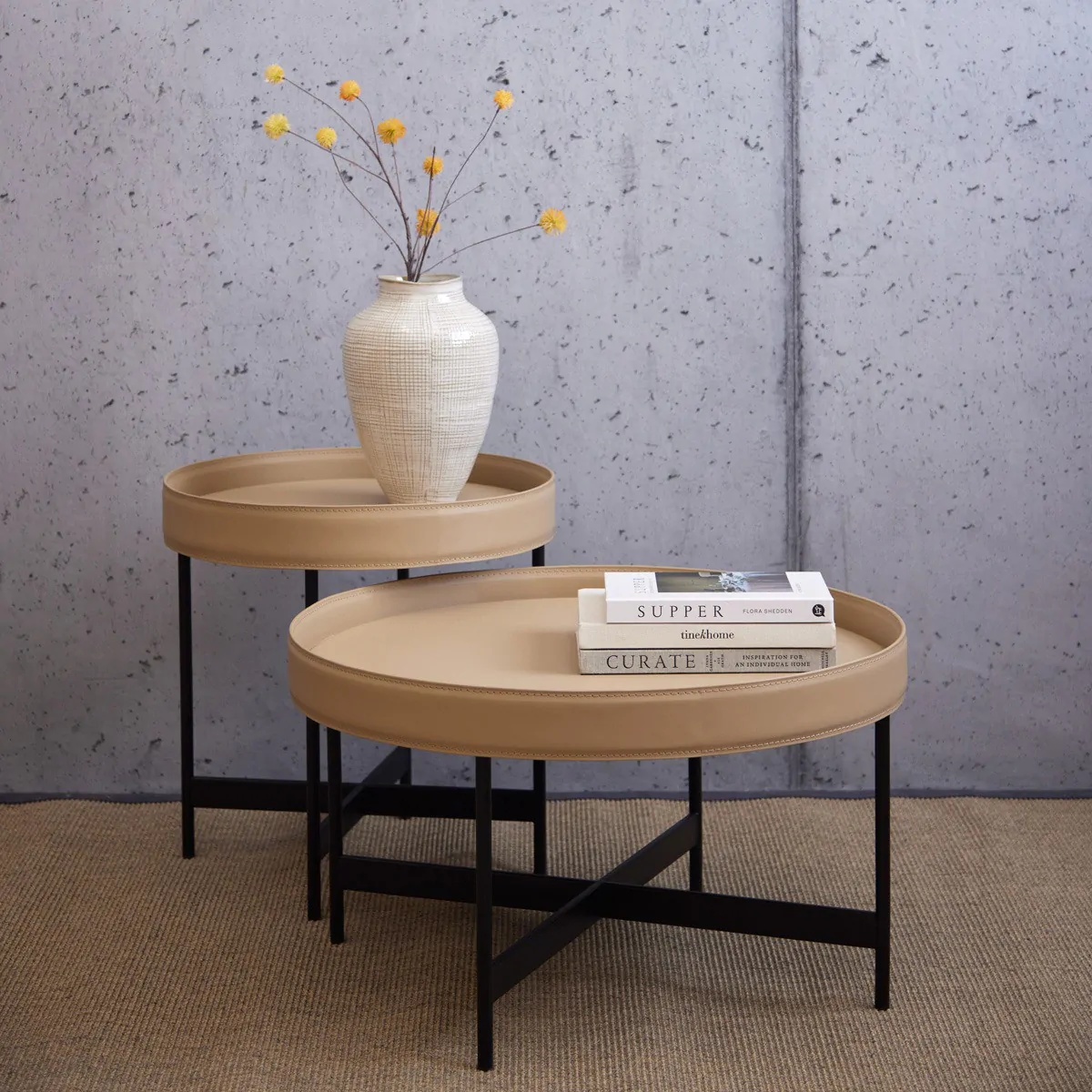 Alva Latte Recycled Leather Coffee Table Meadows Byrne