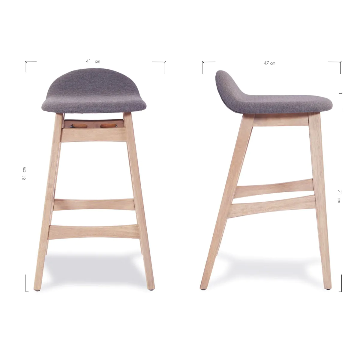 Pia Grey Fabric Oak Bar Stool Meadows Byrne