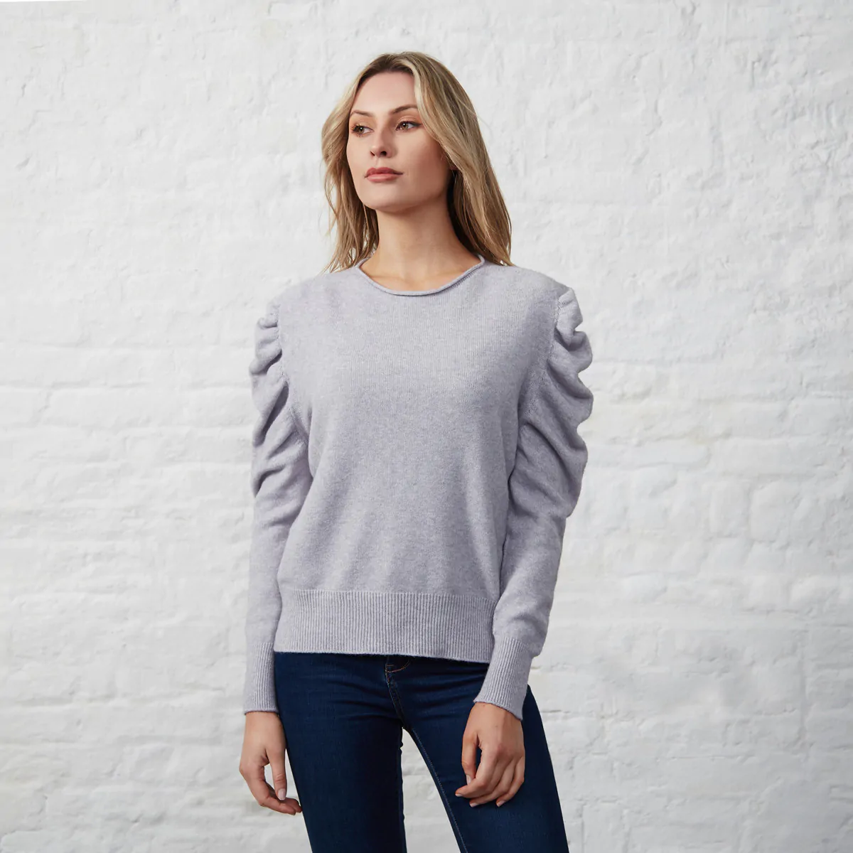 Puff Sleeve Jumper - Pearl Grey | Meadows & Byrne