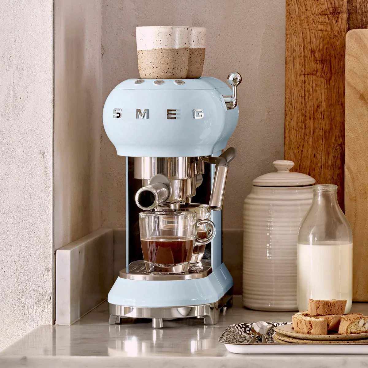Smeg Espresso Coffee Machine Pastel Blue Meadows Byrne - Main Image
