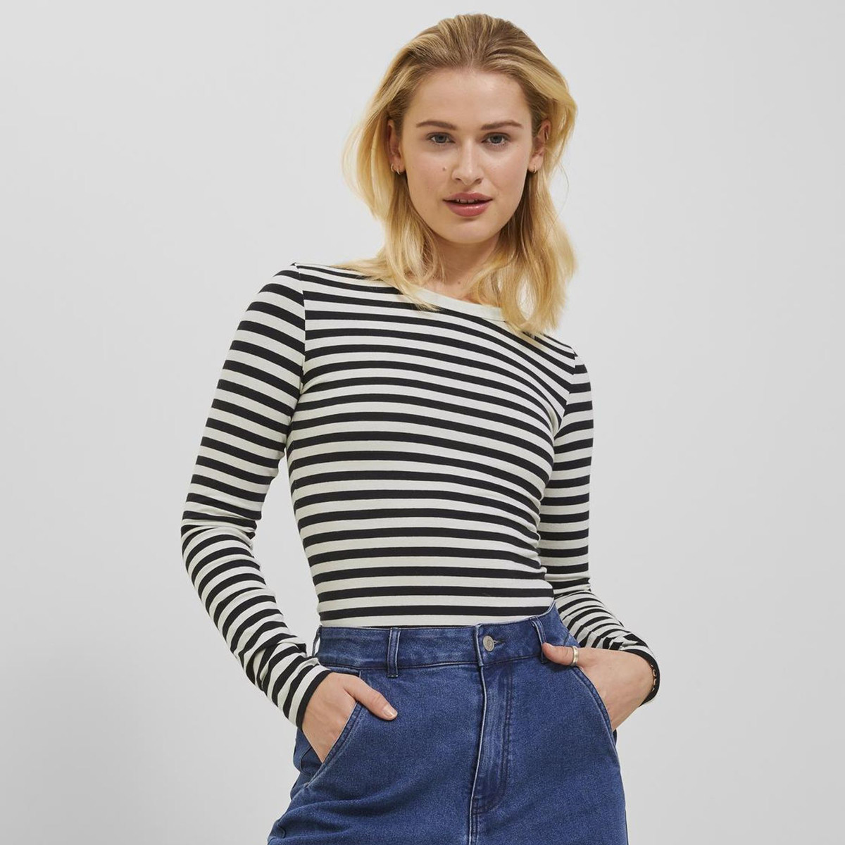 Celine Long-Sleeve Stripe T-Shirt - Black | Meadows & Byrne
