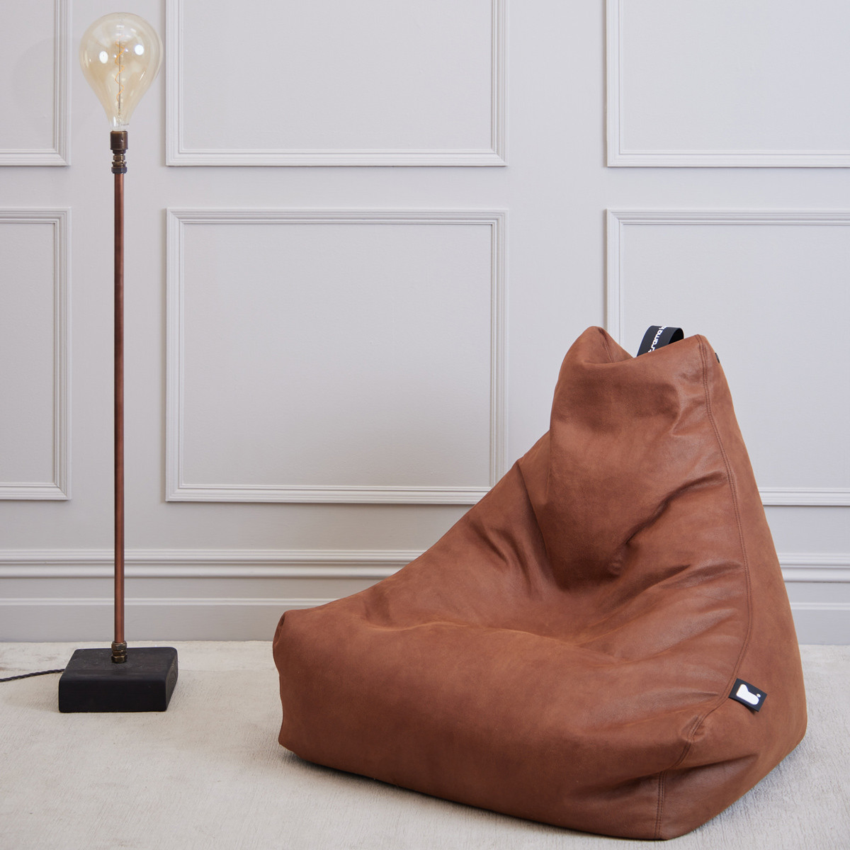 Indoor Chestnut Faux Leather Lounger Beanbag Meadows Byrne