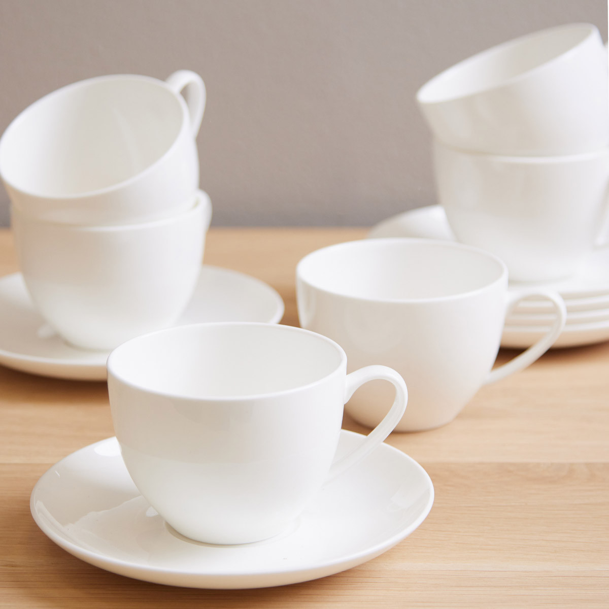 Lumina Fine Bone China Cup And Saucer - Set of 6 | Meadows & Byrne
