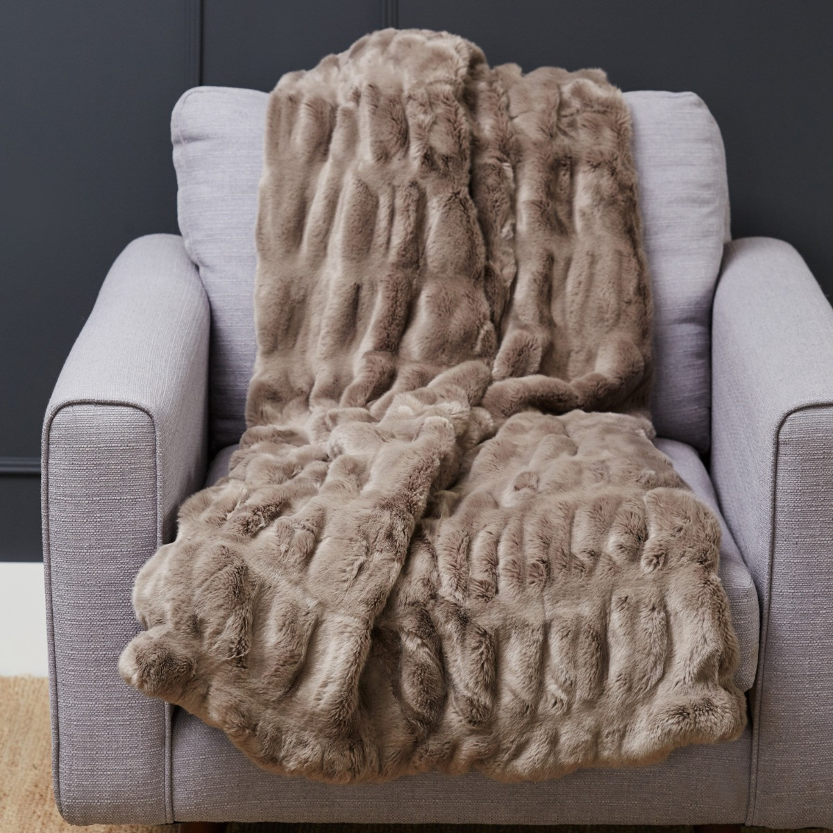 Taupe Faux Fur Throw Meadows Byrne