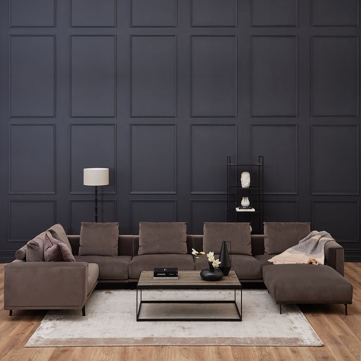 Chocolate Brown Crushed Velvet Sofa Baci Living Room