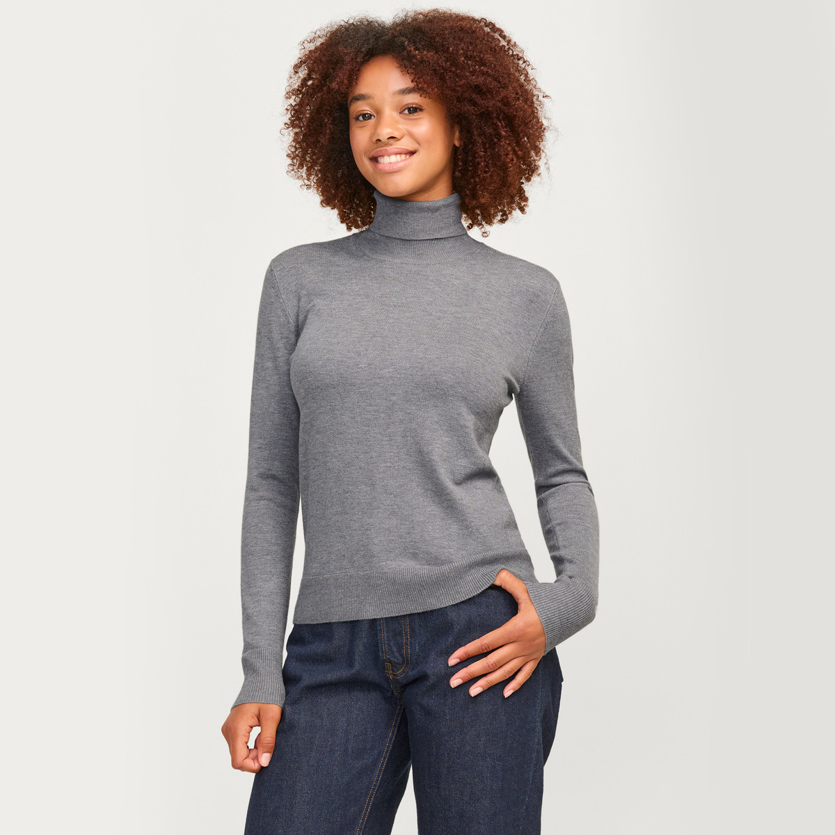 Ada Polo Neck Jumper - Grey | Meadows & Byrne