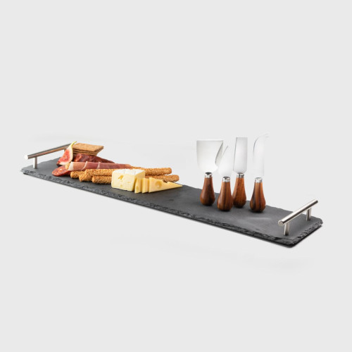 4 Piece Cheese Knife Set W/Slate Board