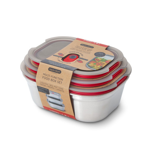 3 Pack Steel Lunch Box Set Mixed