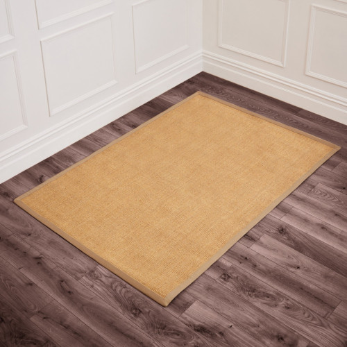 Camel Sisal Rug with Olive Border - Small