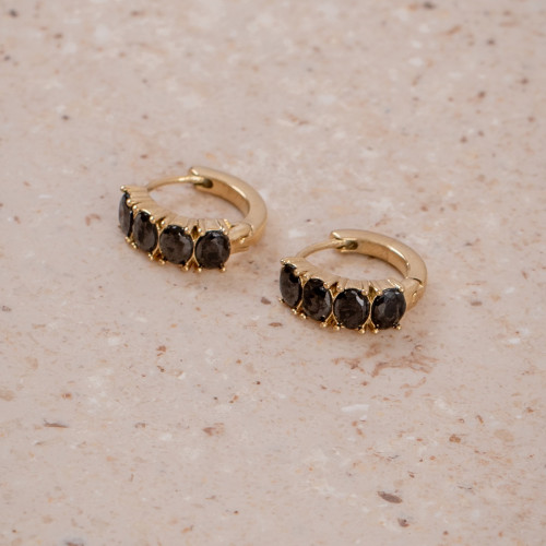 Gina Black & Gold Hoop Earrings