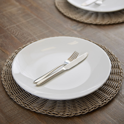 grey 38cm faux rattan placemat in a set of 6