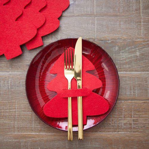 Red Felt Cutlery Holder - Set of 6