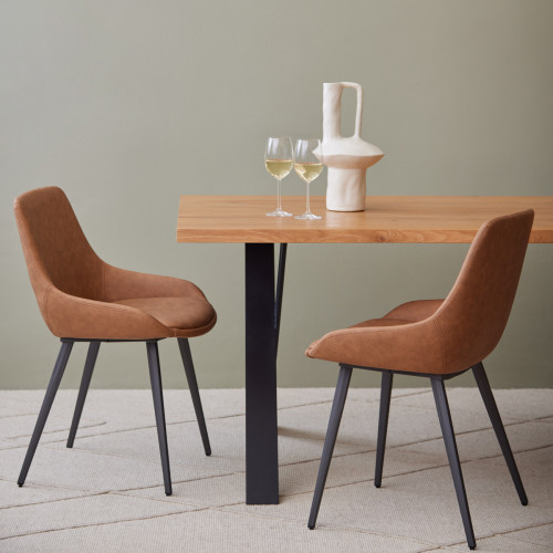 stanley tan faux leather dining chair set of 2