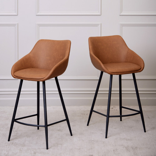 stanley tan faux leather counter stool set of 2