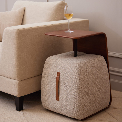 Essa Ottoman & Side Table - Walnut