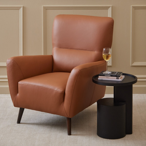 Drew High Back Leather Armchair