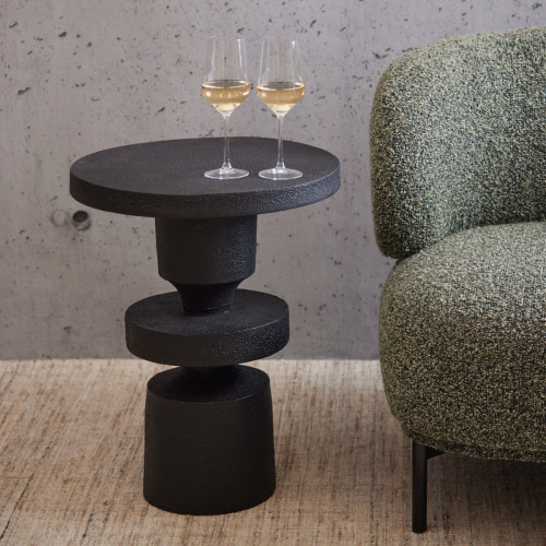 Black Stucco Side Table