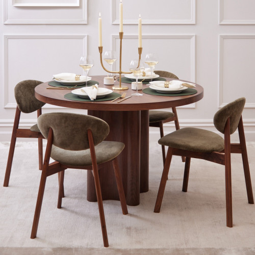 Kavo Round Walnut Veneer Dining Table