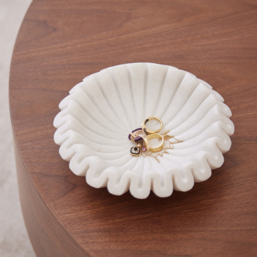Miranda Scalloped Marble Bowl