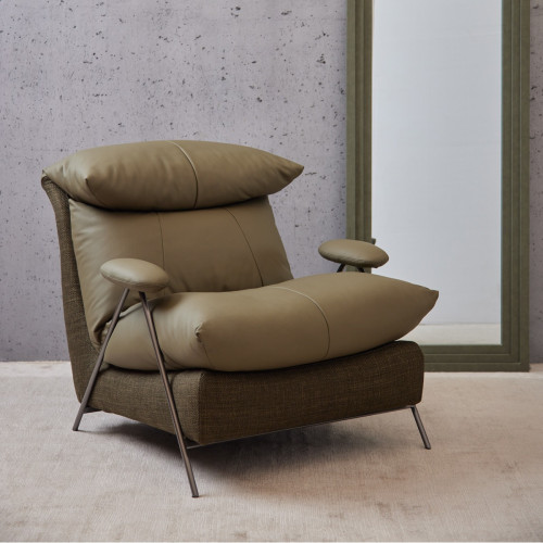 Norman Leather & Fabric Lounge Chair