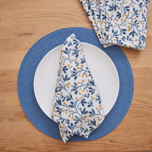 Blue Dandelion Print Napkin - Set Of 6