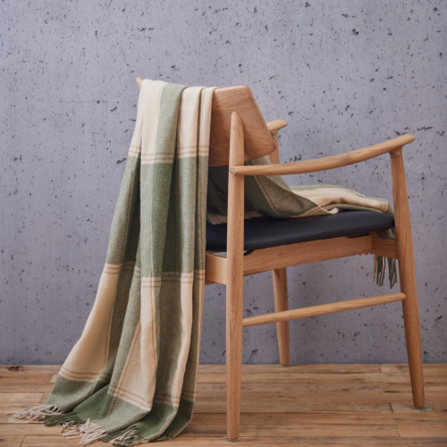 Lambswool Throw - Green Check